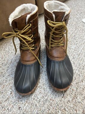 Women’s Brown & Black Insulated Winter Rain Boots